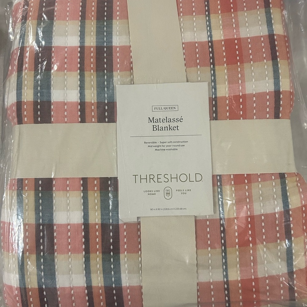 Threshold Plaid Matelassé Blanket - Red, Blue, Yellow